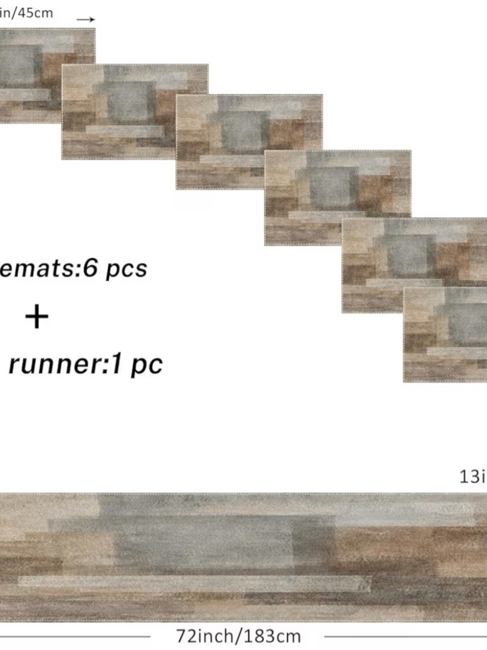 Farmhouse Placemat And Runner Set - Beige, Brown & Gray